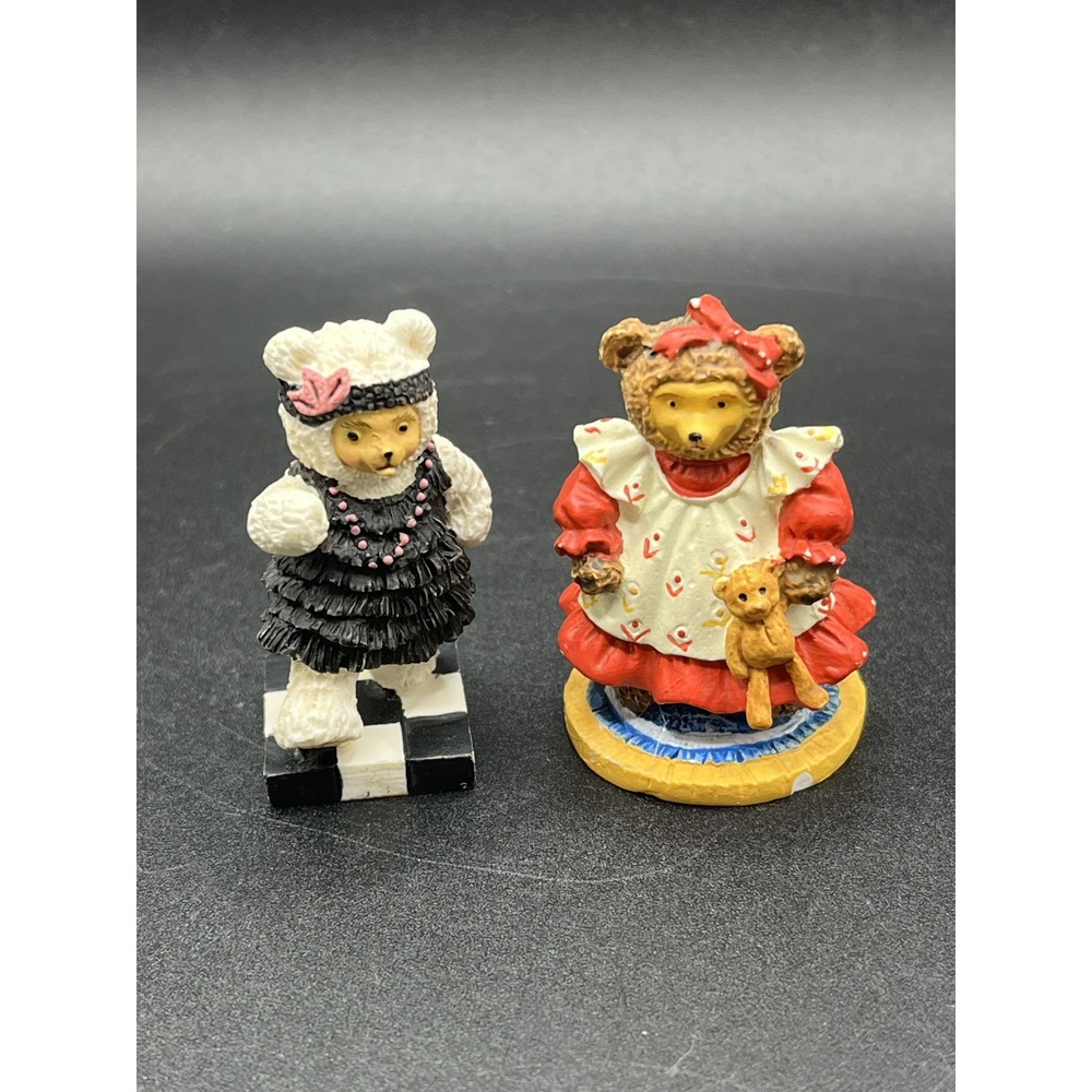 Set of 2 Robert Raikes Coll. Vintage Teddy Bears Mini‎ Figurines-Rebecca & Zelda